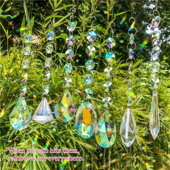 Sun Catchers with Crystals, 7 Pcs Hanging Crystals Suncatchers for Windows - Picture 4 of 7